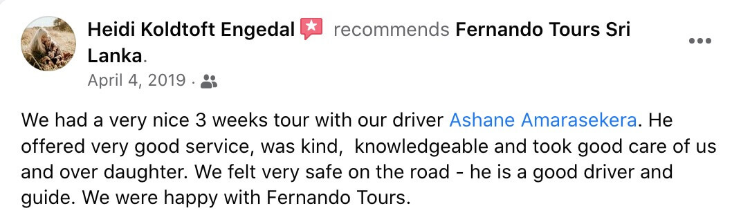 Fernando Tours Sri Lanka Review