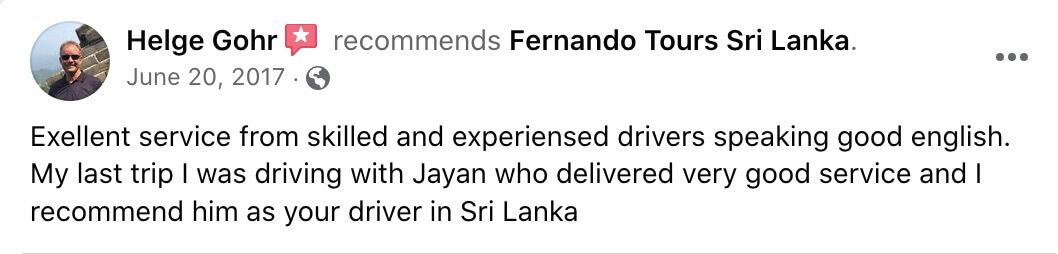 Fernando Tours Sri Lanka Review